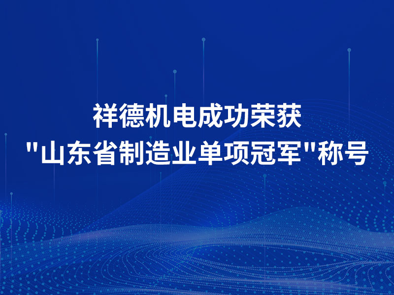 Glory Crowned! Xiangde Electromechanical Successfully Honored with the Title of "Shandong Province Manufacturing Industry Single Champion"!
